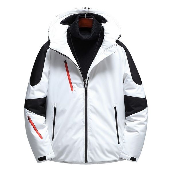 

-20 degree snow overcoat men's thick windbreaker 90% white duck down jacket male winter keep warm hooded men clothes, Black