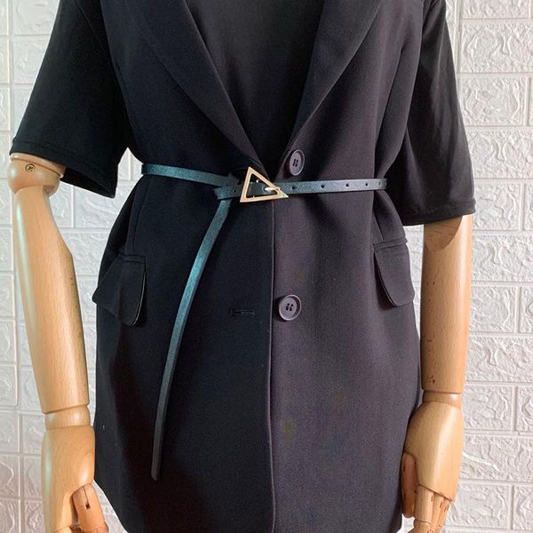 

belts style triangle buckle thin belt women's decorative dress korean fashion matching jeans simple trendy, Black;brown