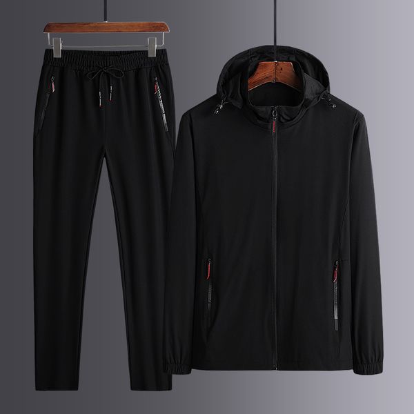 

2021 casual autumn coat sweater large two piece men's suit, Black