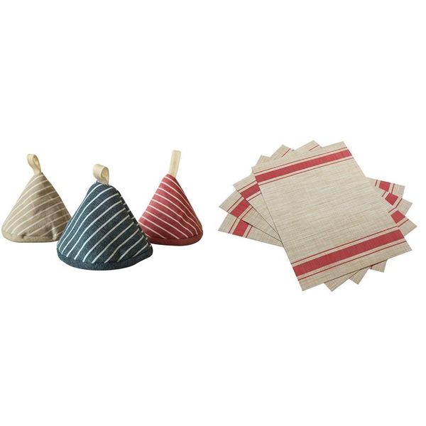 

mats & pads 4 pcs placemats heat-resistant with 3 anti-scalding gloves oven mitt