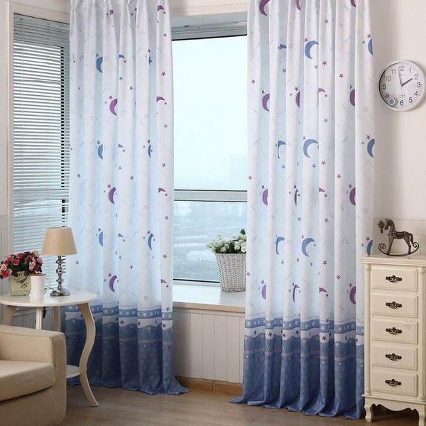 

curtain & drapes arrival 1*2m blackout curtains living room bedroom pastoral moon star printed sheer window home decor