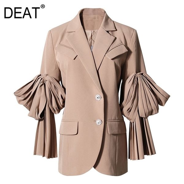 

[deat] notched collar long sleeve solid suit coat women korean loose waist versatile female autumn winter gx877 211122, White;black