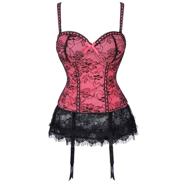 

bustiers & corsets women solid corset underwear bra lace up body shaper bustier overbust breathable mesh floral slim corselet dresses, Black;white