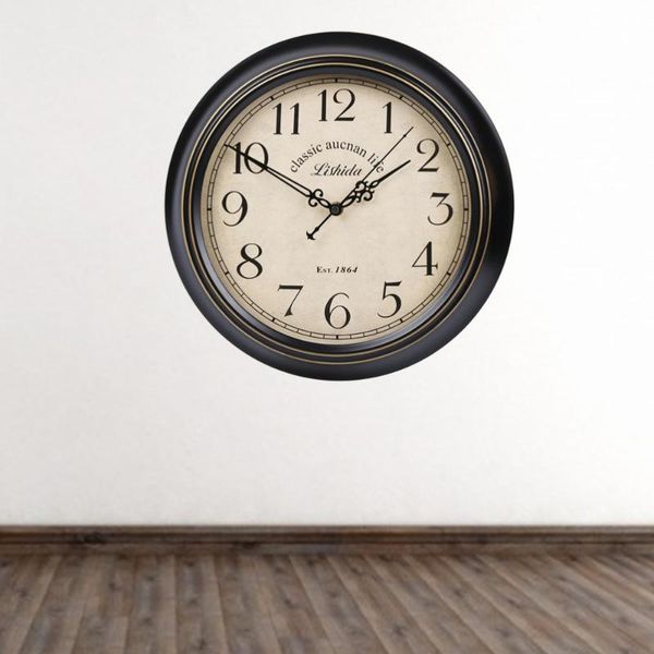 

1pc retro wall hanging clock 12 inch silent living room without battery clocks