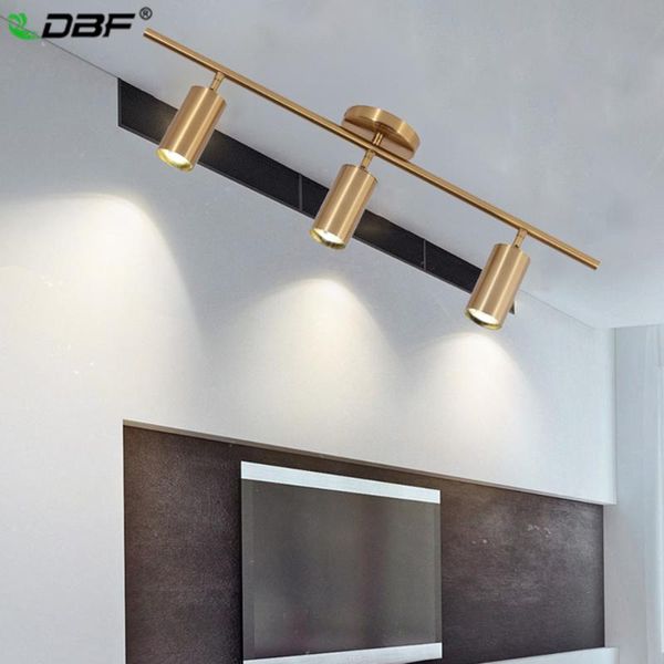 

ceiling lights [dbf]nordic golden spot light 1/2/3 heads angle adjustable led with replaceable gu10 bulb living room
