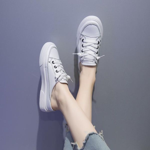 

slippers shoes woman breathable fashion women flat sneakers white round toe, Black
