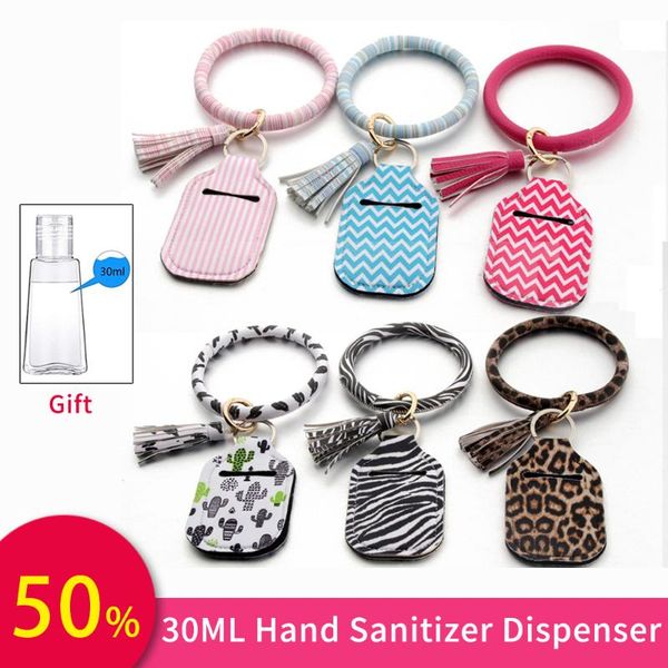 

hand sanitizer keychain holder travel bottle refillable containers 30ml flip cap reusable bottles with carrier bracelet liquid soap dispense