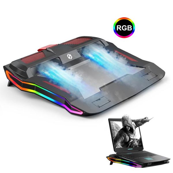 

lapcooler led rgb light adjustable notebook stand cooling fan built-in twin turbo 3000 rpm for 13 15.6 inch pads