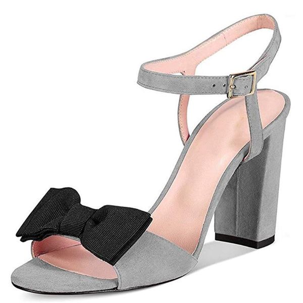 

sandals lovirs womens block heel bowtie open toe ankle strap chunky dress causal shoes 9cm size 5-151, Black