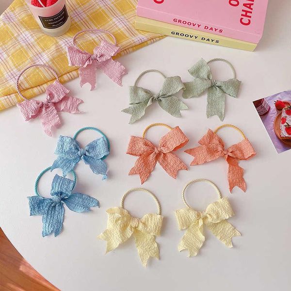 

hair accessories a pair of sweet and versatile bows hairrings, korean fabric pleated rope, simple temperament, pure color horsetail, Slivery;white