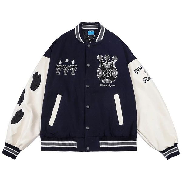 Jaquetas masculinas Hip Hop Street Baseball Jacket Men Letter Retro Embroidery Varsity Coat Women Harajuku Gothic Punk Rave Bomber Fashion