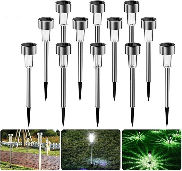 

solar lamps ground lights 12 led disk powered waterproof in-ground for garden yard 8 packs warm+blue spotlights