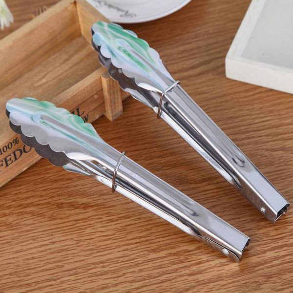 

baking & pastry tools 1 piece 22cm bbq tongs silicone cover handle kitchen lock design barbecue clip clamp stainless steel