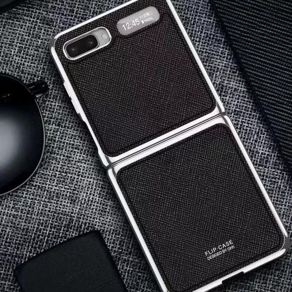 

for galaxy z flip 5g case plating leather luxury hard phone cover f7000 fundas capas coques cell cases