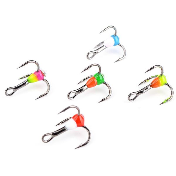 

fishing hooks 5pcs high carbon steel treble barbed winter ices tackle