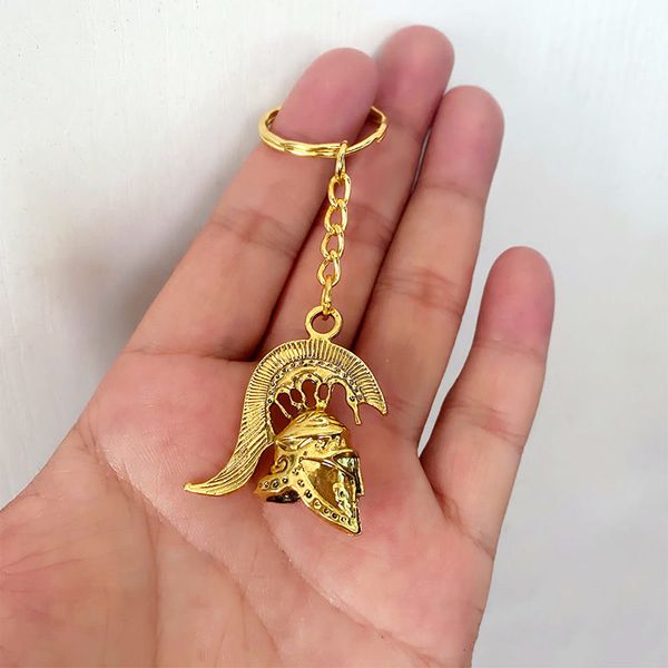

keychains roman knight spartan warrior greek gladiator helmet alloy keychain keyring charm party birthday gift for men new fashion 2021, Silver