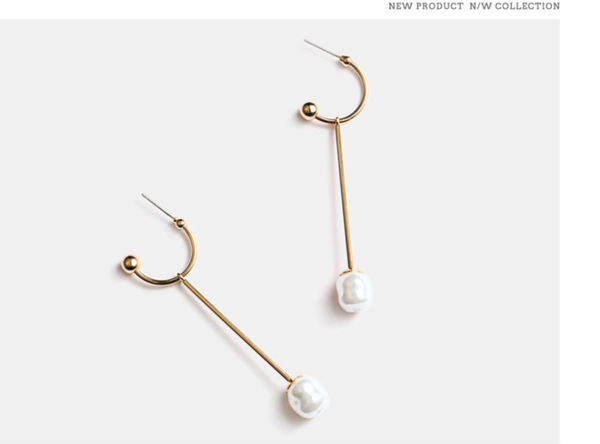 

dangle & chandelier 2021 european and american wowen s925 zinc alloy gold elegant c-shape high-fashion long pearl pendant earrings 2pairs/lo, Silver
