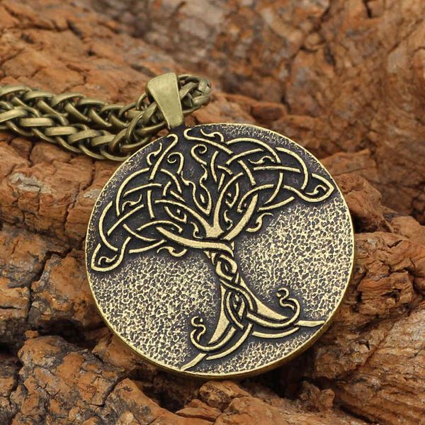 

nordic life tree viking totem pendant necklace men's long, Silver