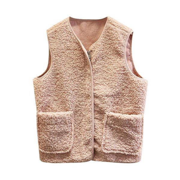 

women's vests 2021 spring vest for women fashion sleeveless casual lalambswool coat loose female outerwear plus size h5-836, Black;white