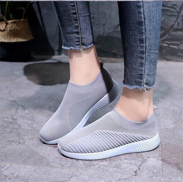 

women knit sock shoe paris designer sneakers flat platform lightweight trainers high mesh comfortable casual shoes 7 colors 004, Black