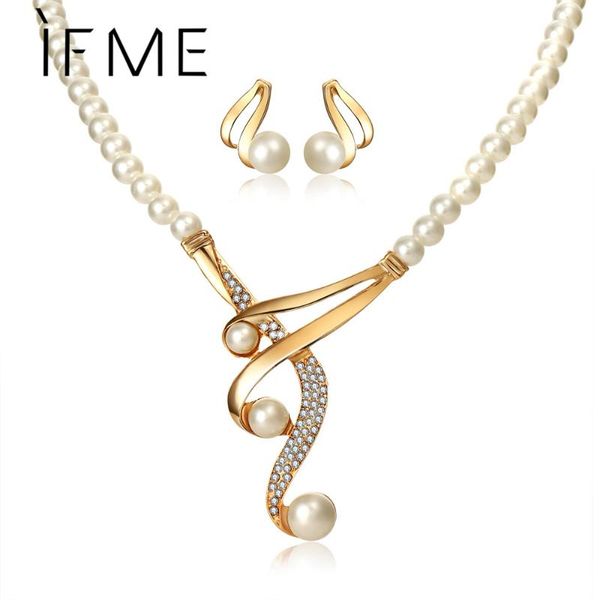 

earrings & necklace if me wedding imitation pearl jewelry set bridal women choker pendant necklaces collar crystal stud gift, Silver