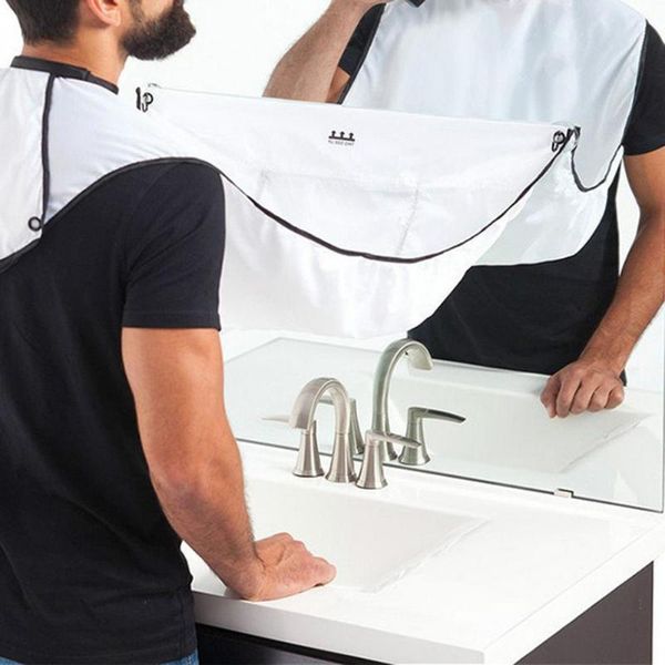 

bow ties fashionable beard bib transparent easy carry adjustable straps waterproof men suction cups shaving cloth for gift, Black;gray