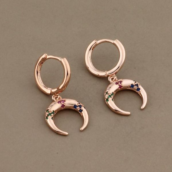 

dangle & chandelier trendy earrings 585 rose gold color ethnic bohemian drop for women tribal style ox horn crescent, Silver