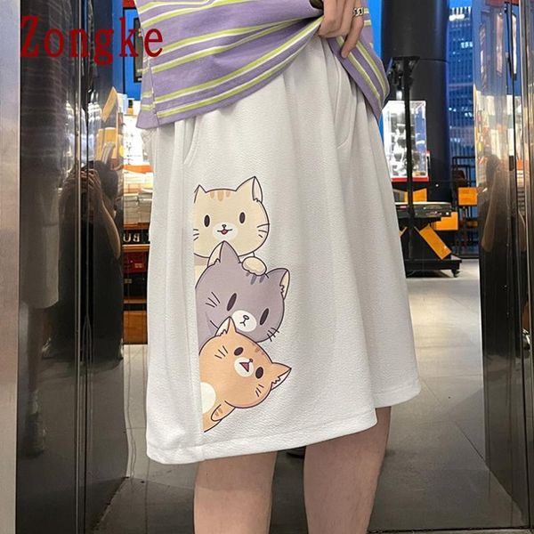 

men's shorts zongke cats printed casual streetwear for men style summer clothes with pockets m-5xl 2021 arrivals, White;black