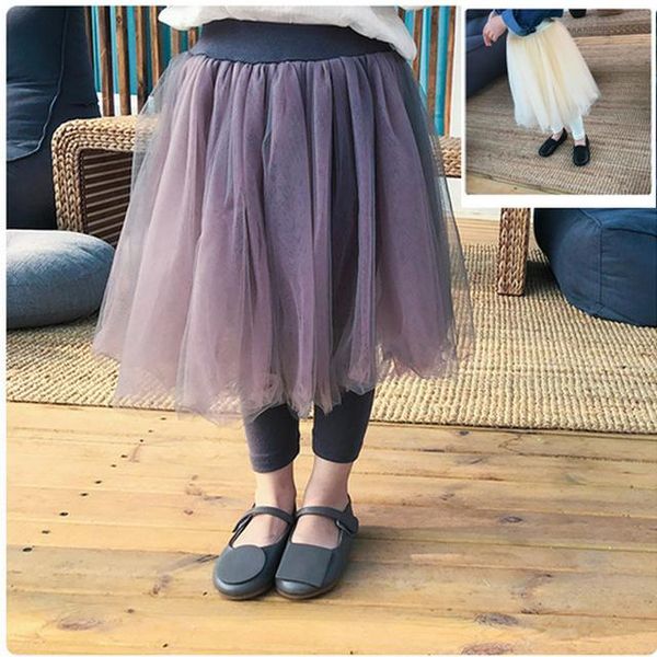 

girls leggings skirt pants for children mesh ball gown elastic pencil trousers kids dance culottes, Blue