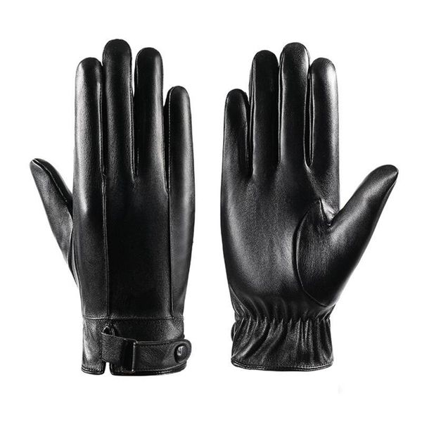 Sporthandschuhe Herren Schwarz Winter Fäustlinge Warm Halten Touchscreen Winddicht Fahren Guantes Männlich Herbst PU Leder Business