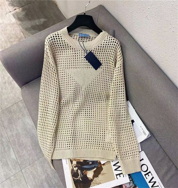 

loose women knits blouses autumn hollow out triangle female sweaters shirt fashion casual round neck long sleeve, White