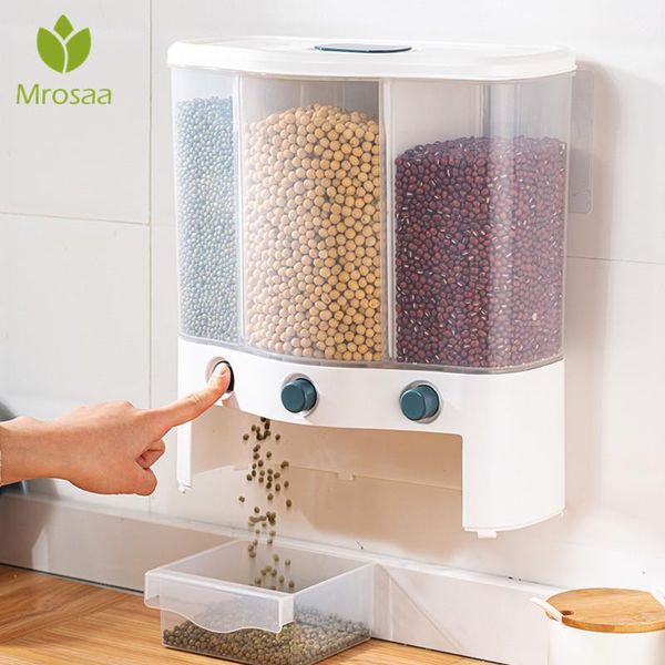 

sealed kitchen rice bucket wall-mount moisture-proof household storage box container classification grain tank bottles & jars