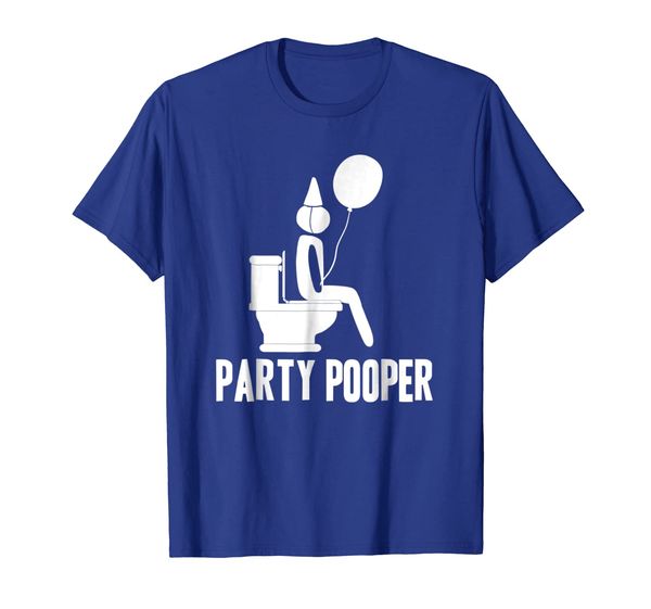 

Funny Party Pooper T-Shirt Person on Toilet Balloon and Hat, Mainly pictures