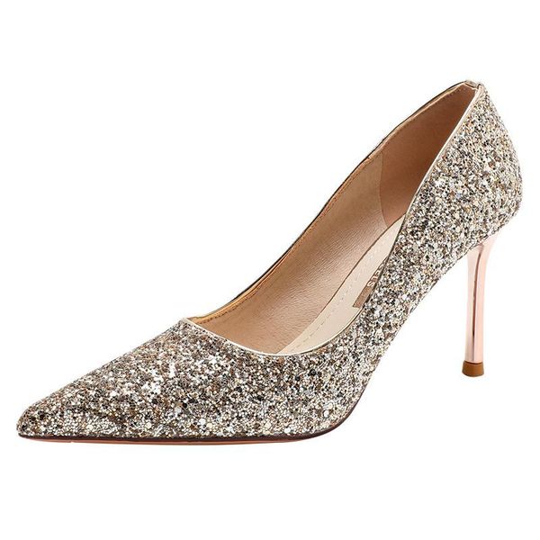 

dress shoes women's pumps shiny luxury pointed toe 6-8 cm heels for ladies brand designer female wedding party office, Black