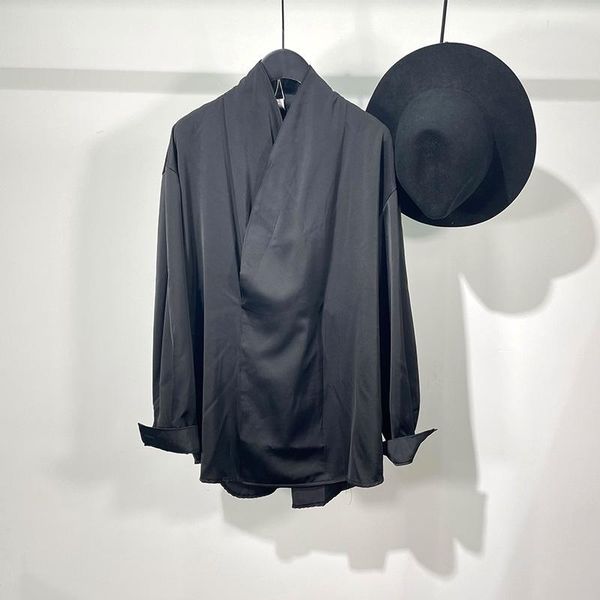 

men's casual shirts seak men gothic style clothing spring male high street autumn black, White;black