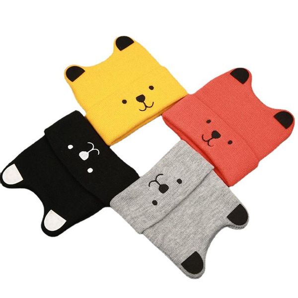 

caps & hats cartoon bear hat for kid 2021 winter baby toddler girl boy warm cute beanie cap accessories, Yellow