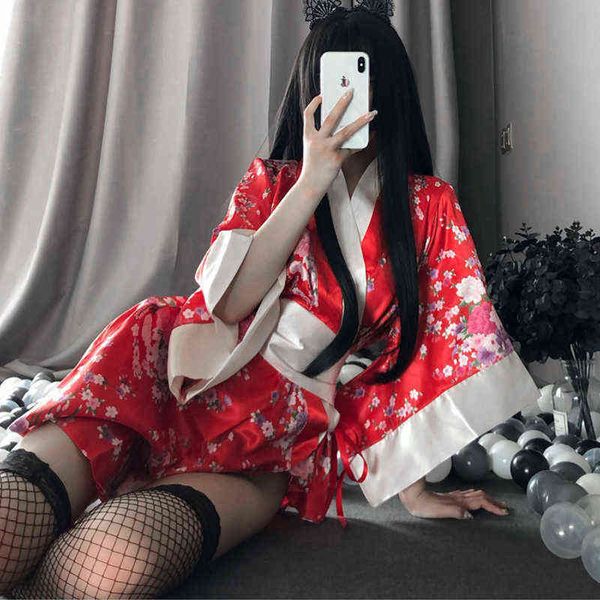 Nxy Sexy Set Robe Night Badjas Fashion Peignoir per donna Kimono Sakura Bella uniforme giapponese Fiori Badjacket Short 1210