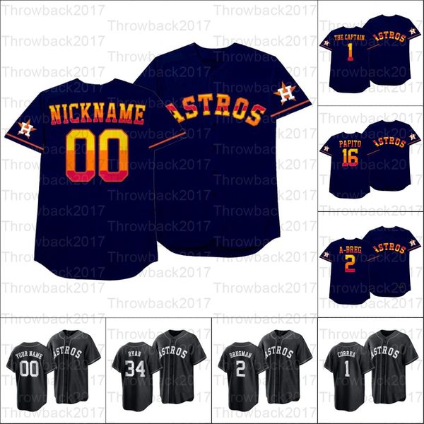 2021 Fim de semana dos jogadores Todas as moda preta Houston Jersey Springer Alex Bregman 27 Jose Altuve Zack Greinke Justin Verlandesa Yuli Gurriel Jerseys