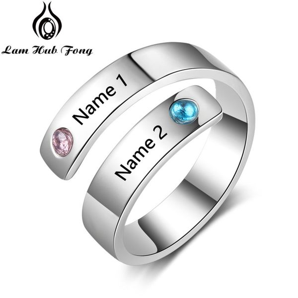 

new personal ring engraved name birthstone ring fashion women's anniversary christmas gift, Black