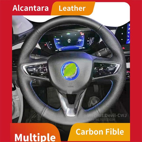 

steering wheel covers hand-stitch cover for enclave verano regal encore gx envision s 2021 alcantara suede leather carbon fiber