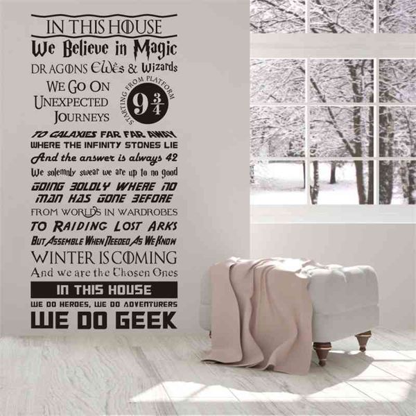 In diesem Haus Zitate Kinder Wandtattoo We Do Geek Vinyl Wandaufkleber Wandbild Raumdekoration Wanddekoration B300 210615