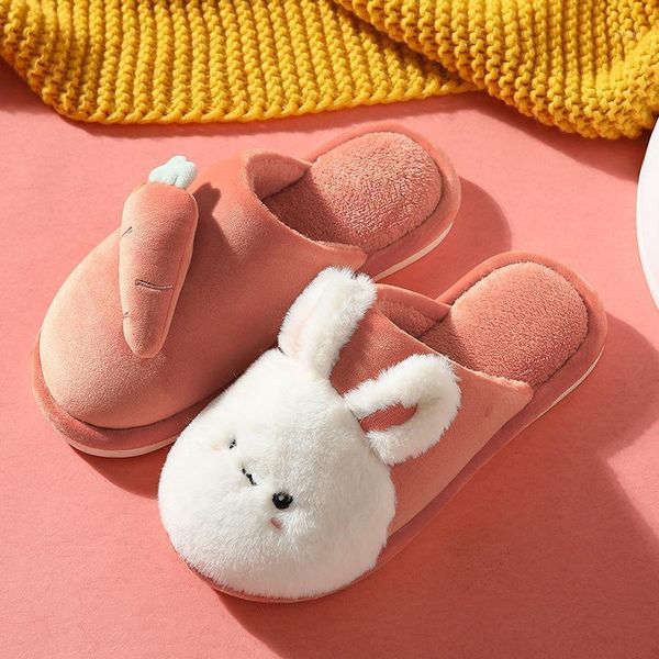 

cotton fabric fur house slippers home radish orints slides non-slip woman rubber shoes for women winter1, Black