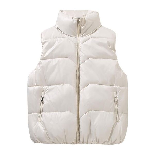 

women's hoodies & sweatshirts harajuku women thickened down padded vest coat warm solid color loose fashion shiny leather cotton winter, Black