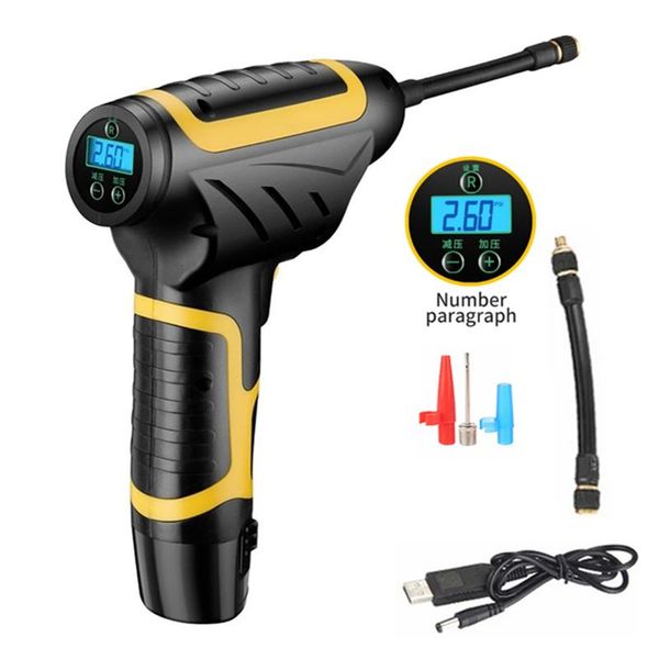

inflatable pump 120w wireless car air handheld usb compressor pneumatic tire inflator with digital display led pressure gauge
