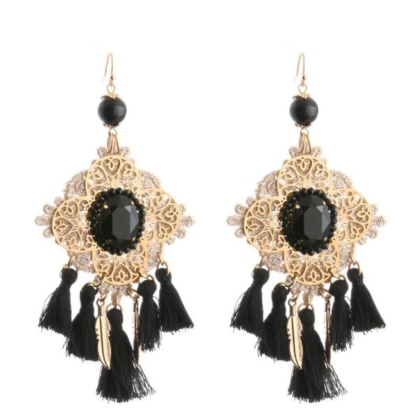 

dangle & chandelier oorbellen fashion bohemian long tassel big earrings for women resin crystal wedding luxury, Silver