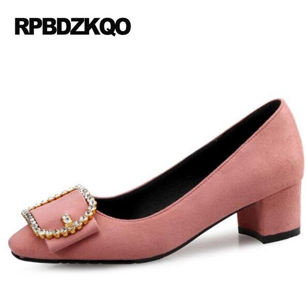 

dress shoes pink crystal  42 women pumps medium size 33 rhinestone crossdresser black suede 4 34 high heels thick big square toe 11