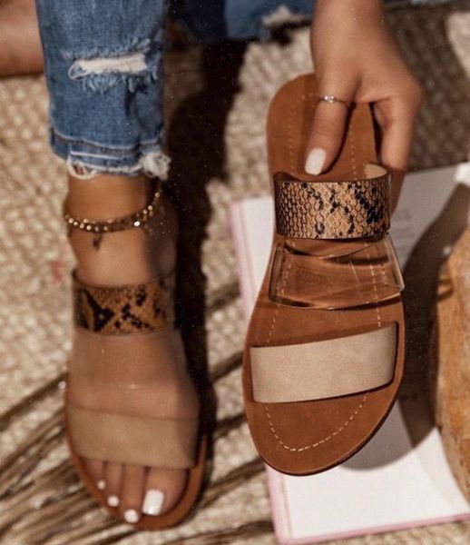 

sandals miaoguan 2021 women slippers serpentine layer flat bottom ladies beach shoes outdoor travel fashion, Black