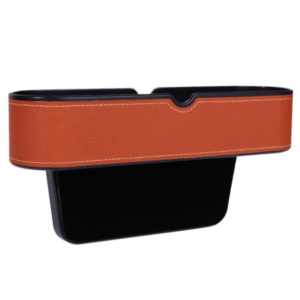

car organizer leather gap box seat crack simple practical storage case (black)