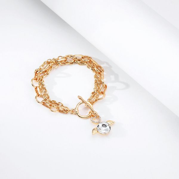 

fashion ol multi-layer chain love angel pendant bracelet metal multi-layer ot buckle ring jewelry bracelet, Black