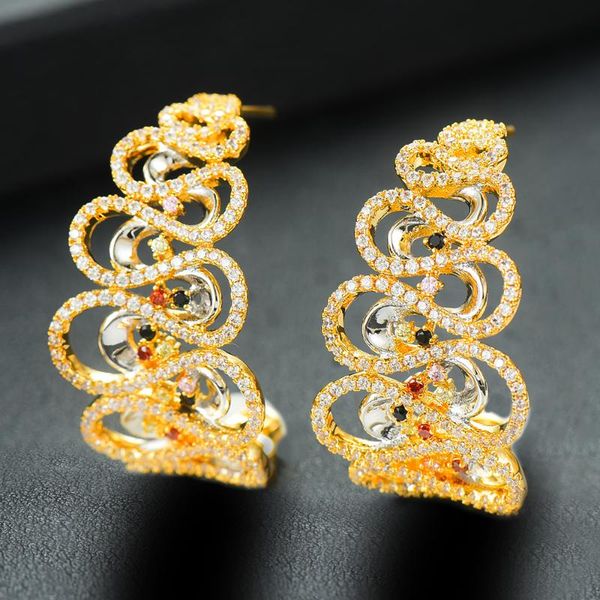 

hoop & huggie blachette design trendy pendant beads earrings for women statement bride wedding banquet party daily jewelry, Golden;silver